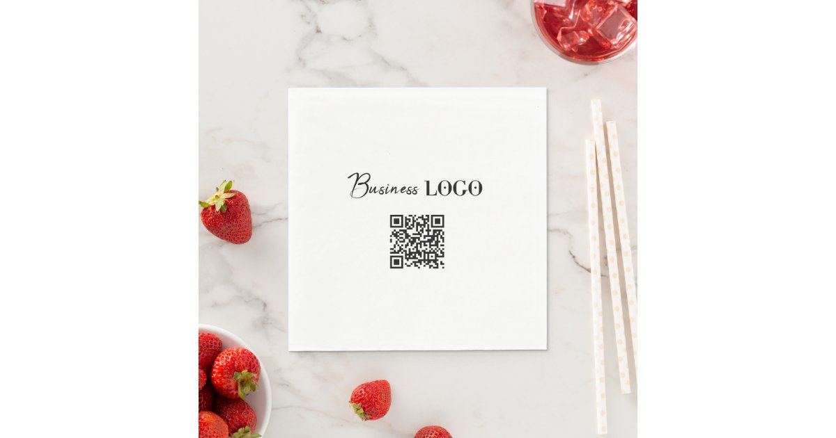 Business Logo Company Promotional QR Code Napkins | Zazzle