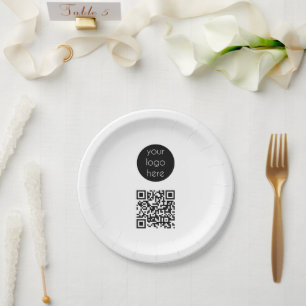 Business Logo Company Promotional QR Code Paper Plates