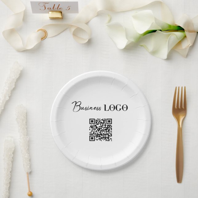 Business Logo Company Promotional QR Code Paper Plates (Wedding)