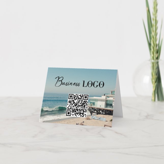 Business Logo Company Promotional QR Code Photo Holiday Card (Front)