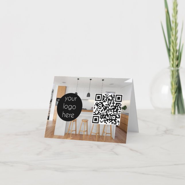 Business Logo Company Promotional QR Code Photo Holiday Card (Front)