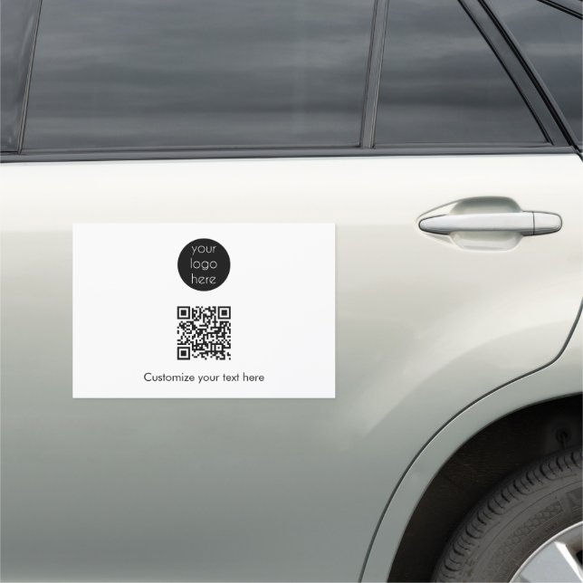 Business Logo Company Promotional QR Code Text Car Magnet (In Situ)