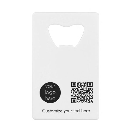 Business Logo Company Promotional QR Code Text Credit Card Bottle Opener