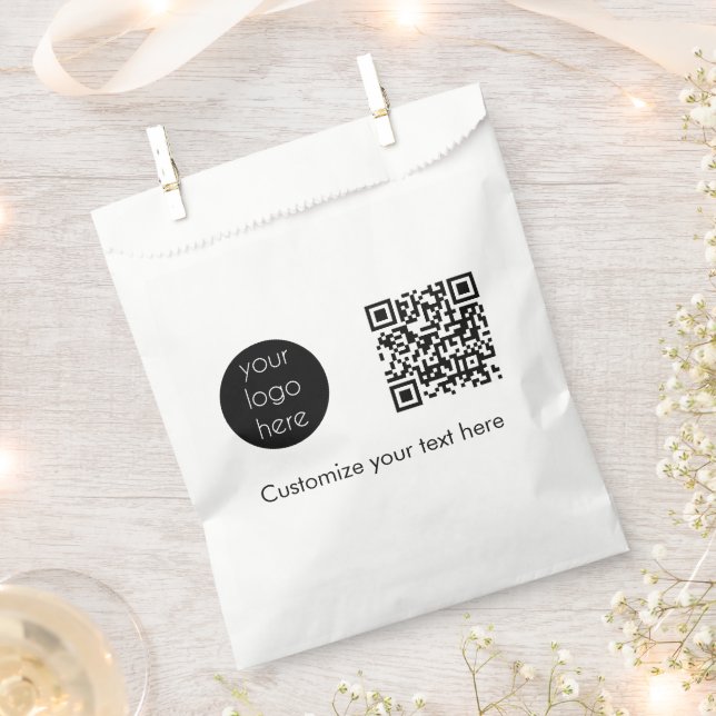 Business Logo Company Promotional QR Code Text Favor Bag (Clipped)