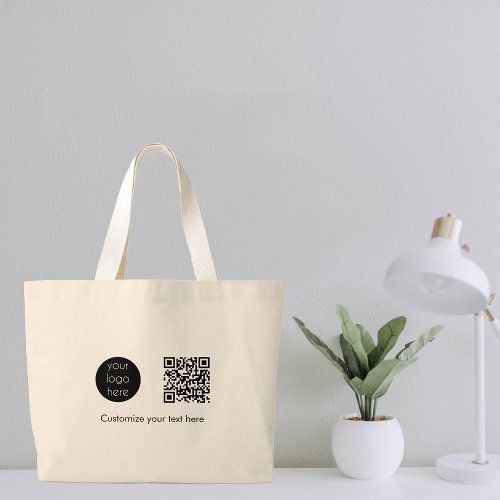 Business Logo Company Promotional QR Code Text Large Tote Bag