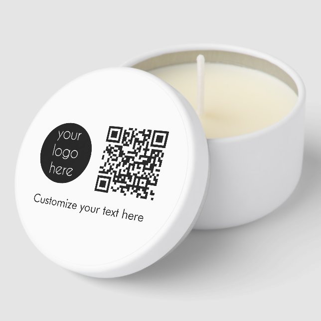 Business Logo Company Promotional QR Code Text Mini Candle Favors (Corner)