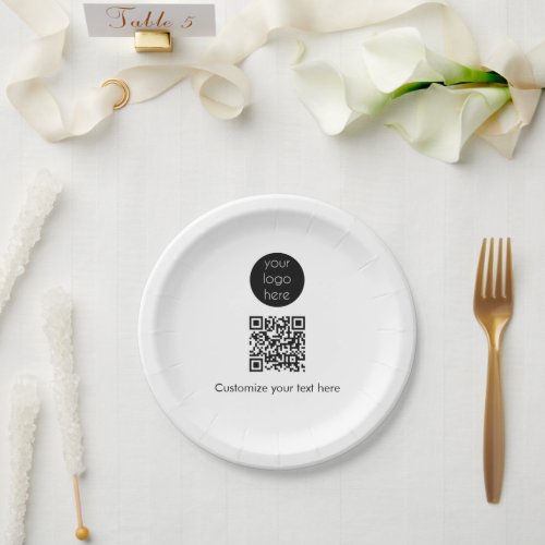 Business Logo Company Promotional QR Code Text Paper Plates