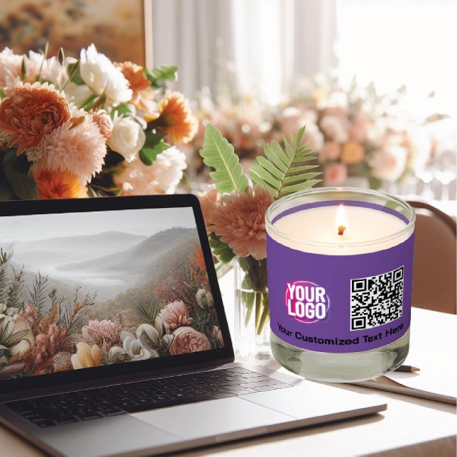 Business Logo Company Promotional QR Code Text Scented Candle (Creator Uploaded)