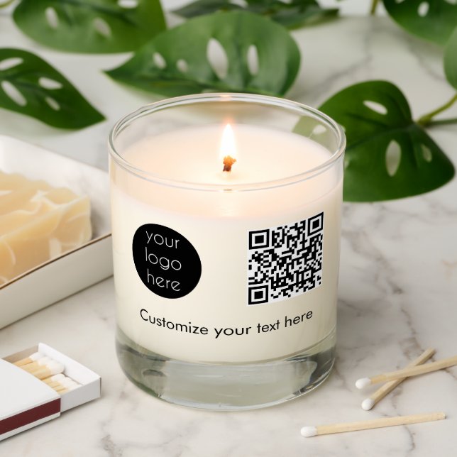 Business Logo Company Promotional QR Code Text Scented Candle (Lit)