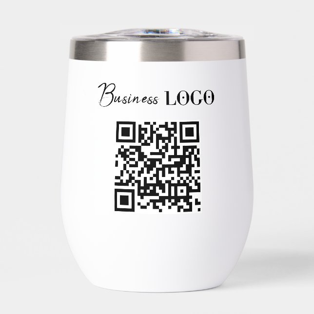 Business Logo Company Promotional QR Code Thermal Wine Tumbler (Front)