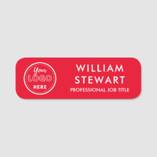 Business Logo Company Red Employee Staff Name Tag
