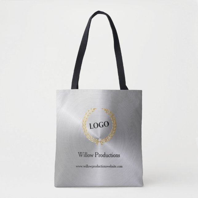 Business Logo Company Silver Tote Bag (Front)