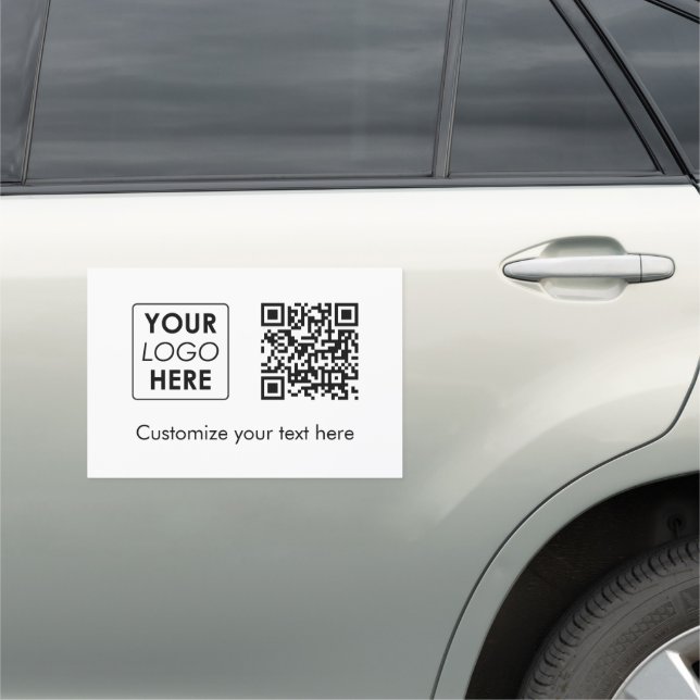Business Logo Company Simple QR Code Text Car Magnet (In Situ)