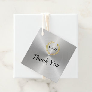 Business Logo Company Square Silver Hang Tags