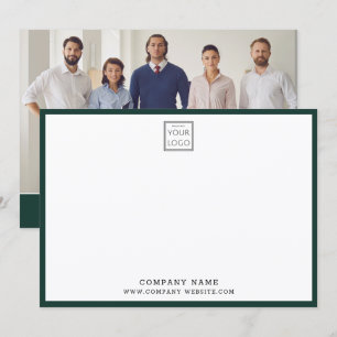 Business Logo Company Thank You Green Border Photo Note Card