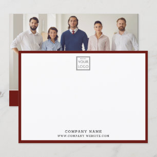 Business Logo Company Thanks Maroon Border Photo Note Card