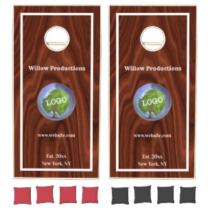 Business Logo Company Wood Cornhole Set