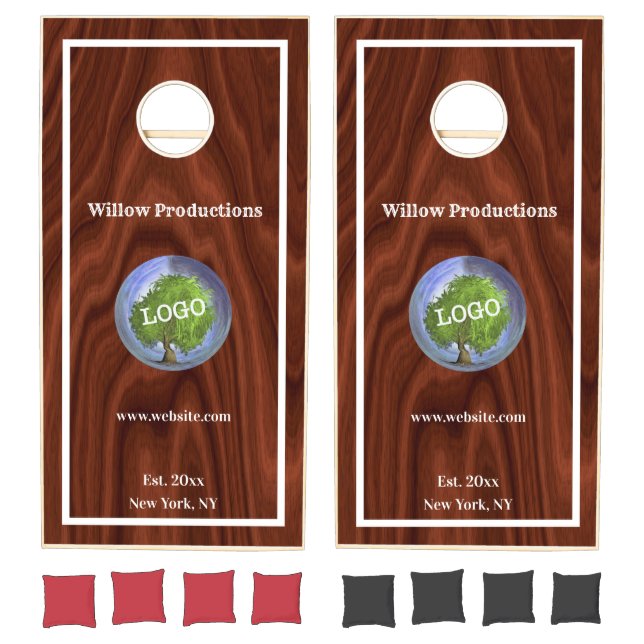Business Logo Company Wood Cornhole Set (Set)