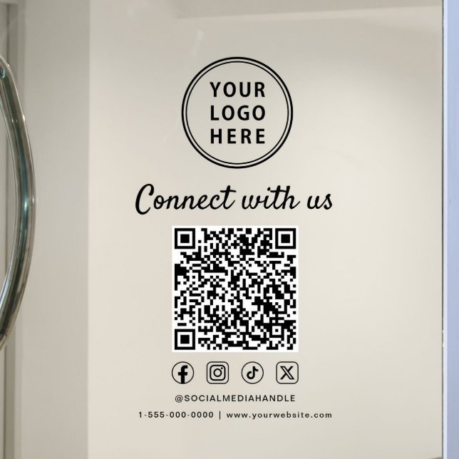 Business Logo Connect With Us Create Your QR Code Window Cling (Business Logo Connect With Us Create Your QR Code Window Cling)