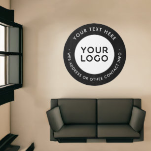 Business Logo & Contact Info Black & White Company Rug