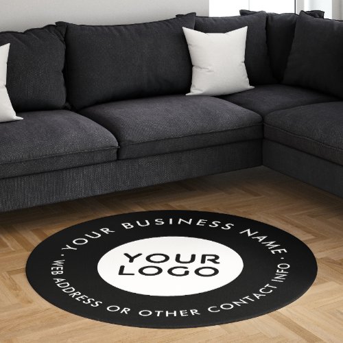 Business Logo  Contact Info Black  White Company Rug