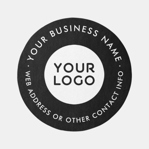 Business Logo  Contact Info Black  White Company Rug