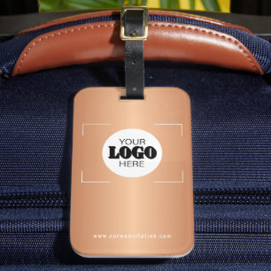 Business logo copper metallic promotional gift luggage tag