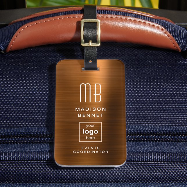 Business Logo Copper Professional Travel Luggage Tag (Front Insitu 2)