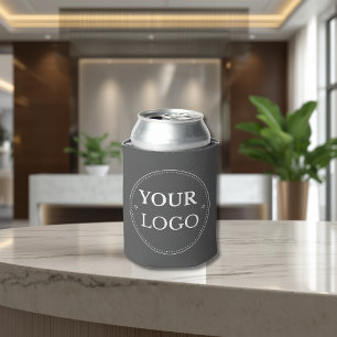 Business Logo Corporate Branded Modern Gray Can Cooler