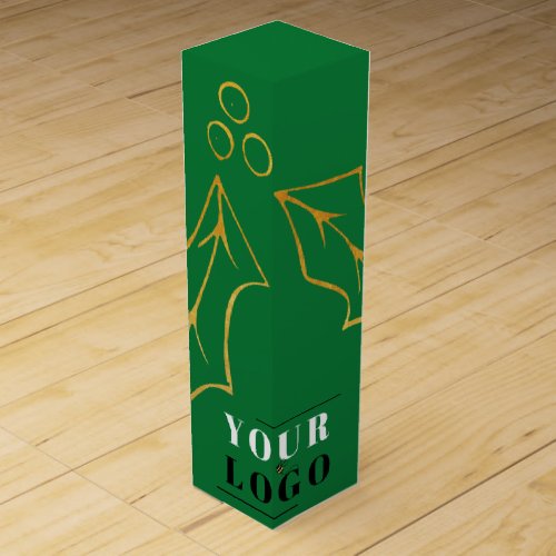 Business Logo Corporate Christmas Green Wine Box