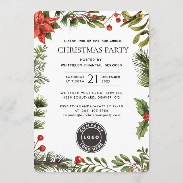Business Logo Corporate Christmas Party Invitation (Front)