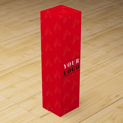 Business Logo Corporate Christmas Red Holly Wine Box