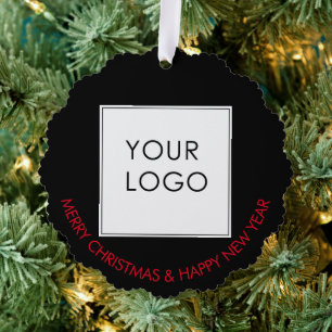 Business Logo Corporate Company Black Ornament Card
