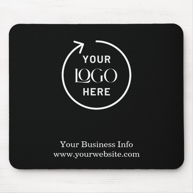 Business Logo Corporate Company Branded Black  Mouse Pad (Front)