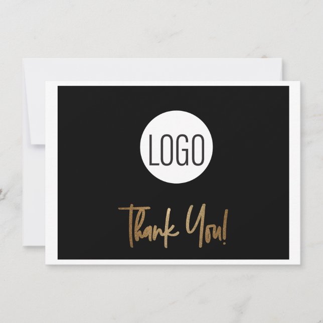 Business logo Corporate Company Gold Script Thank You Card (Front)