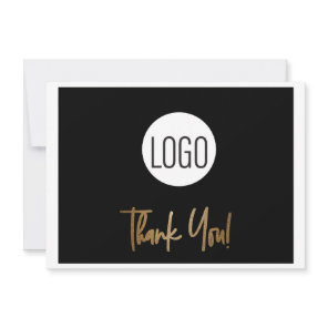 Business logo Corporate Company Gold Script Thank You Card
