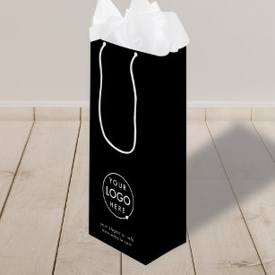 Custom Black Gift Bag with Company Logo 12.5 x 9