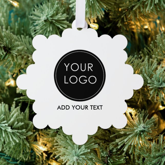 Business Logo Corporate Company White Ornament Card (Insitu (Tree))
