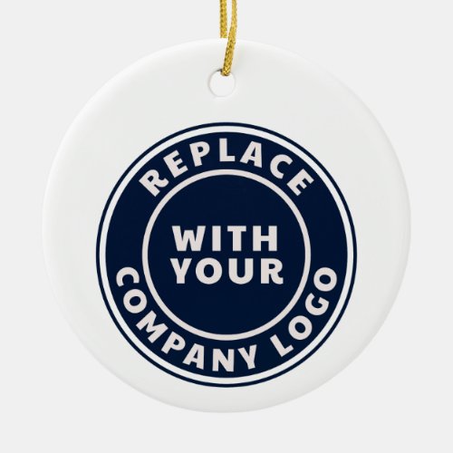Business Logo Corporate Employee Christmas Holiday Ceramic Ornament