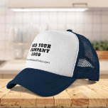 Business Logo Corporate Employees Custom Trucker Hat<br><div class="desc">Add your brand logo and website address to this cute hat that's perfect to passively advertise your new or established business. Perfect for trade shows or showroom and reception area for employees and clients use Available in other colors. No minimum order quantity and no setup fee. Order as many or...</div>
