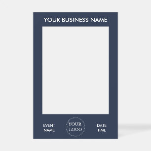 Business Logo Corporate Event Photo Booth Blue Selfie Frame