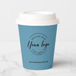 Business Logo Corporate Event Simple blue Custom Paper Cups