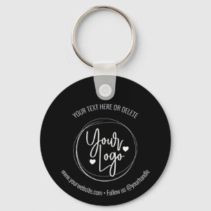 Business Logo Corporate Minimalist Black and White Keychain