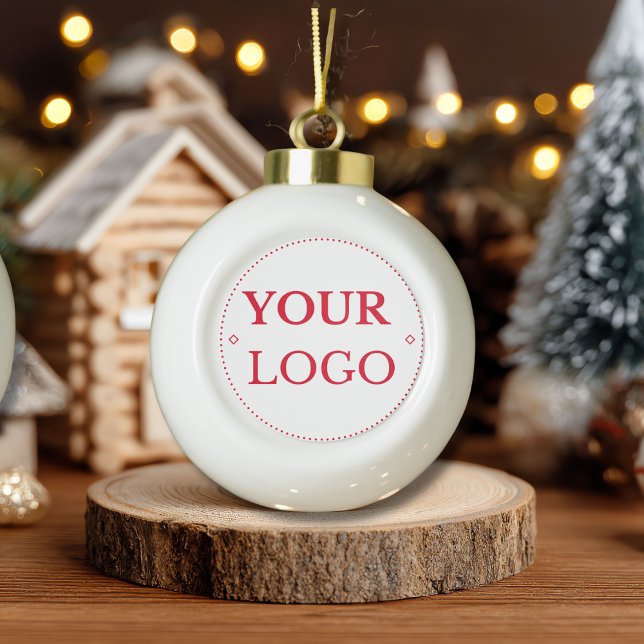 Business Logo Corporate Modern Ceramic Ball Christmas Ornament (Creator Uploaded)
