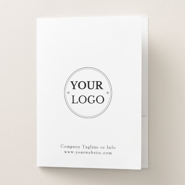 Business Logo Corporate Modern Minimalist White Pocket Folder (Front)