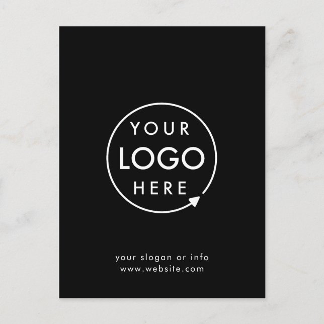 Business Logo | Corporate Professional Black Postcard (Front)