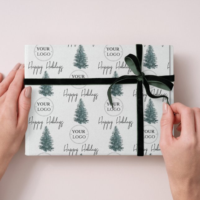 Business Logo Corporate Promotion Christmas Tree Wrapping Paper (Creator Uploaded)