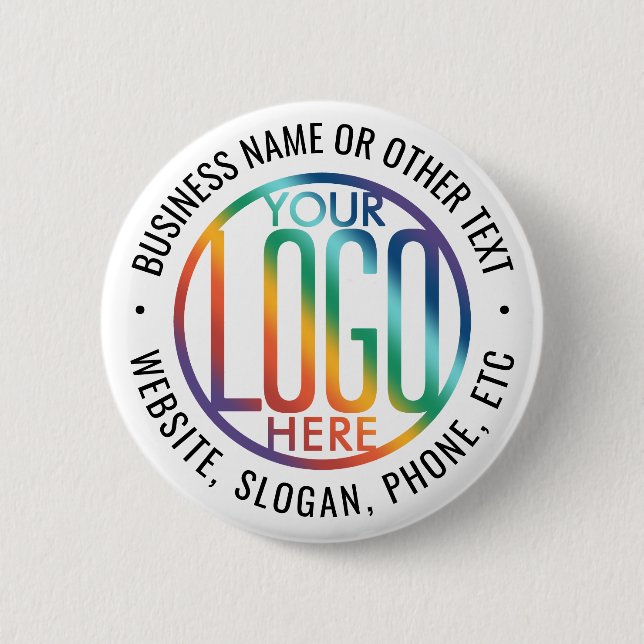 Business Logo Corporate Promotional Modern White Button (Front)