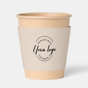 Business Logo Corporate QR code Beige Custom Coffee Cup Sleeve