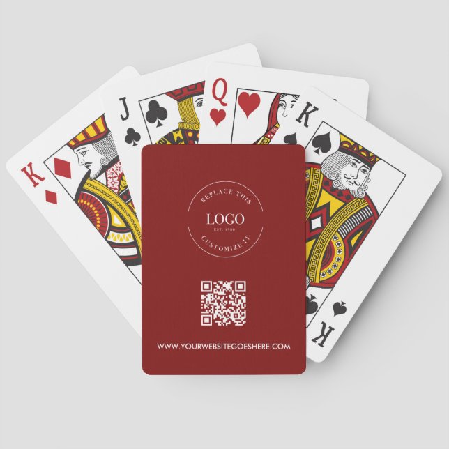 Business LOGO Corporate QR CODE red Custom Poker Cards (Back)